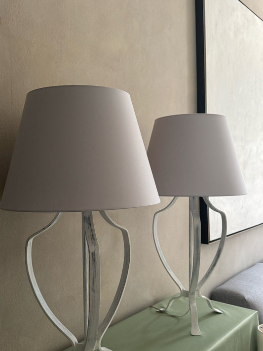 Pair of Open Steel Table Lamps, Contemporary, French