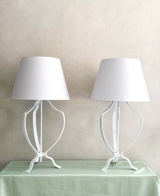 Pair of Open Steel Table Lamps, Contemporary, French