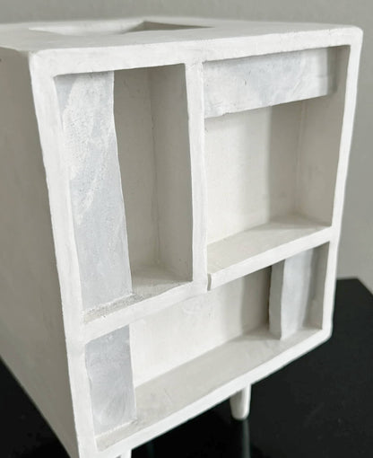 Plastered White Cube Table Lamps