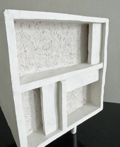 Plastered White Cube Table Lamps